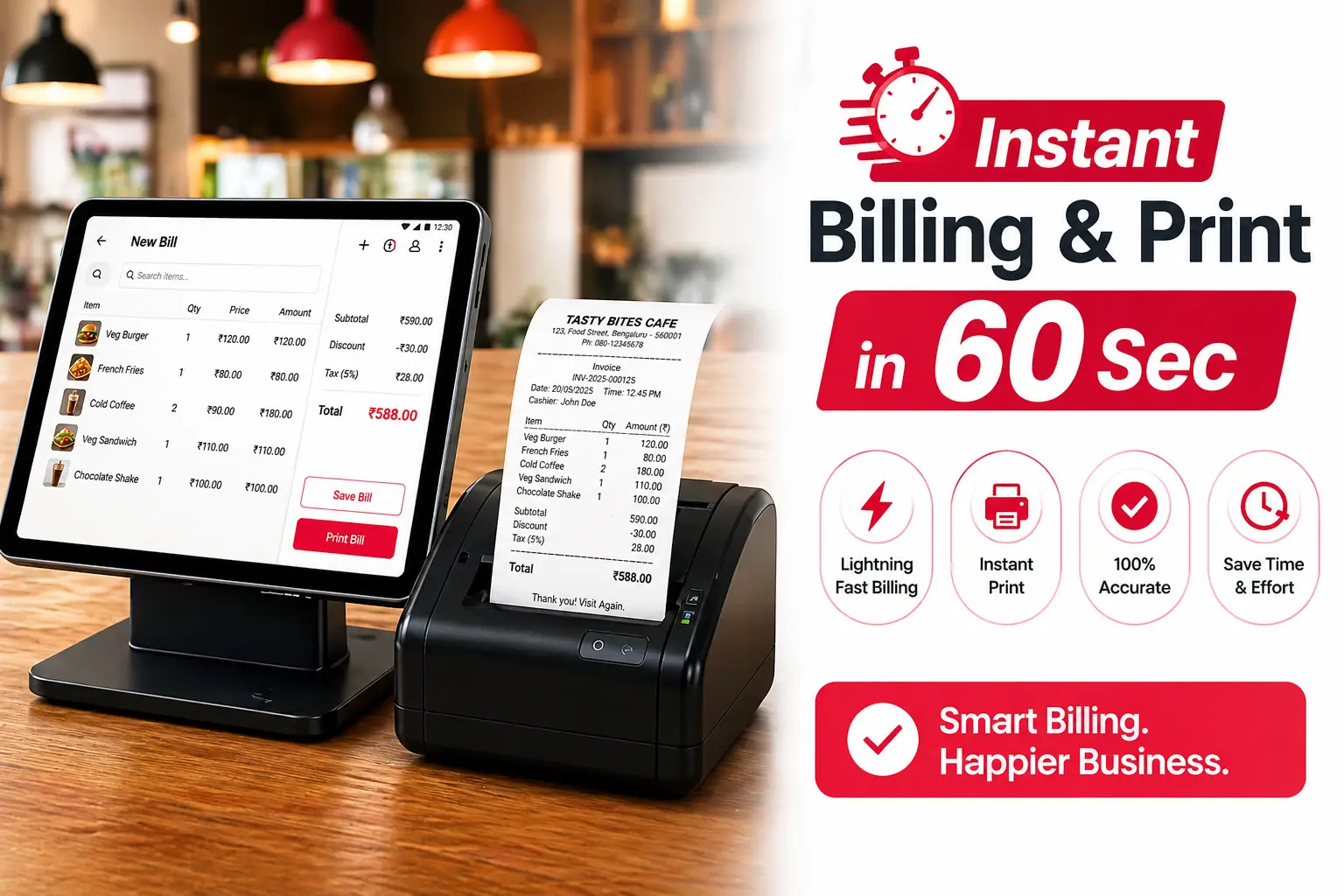 Instant Billing & Print in 60 Sec